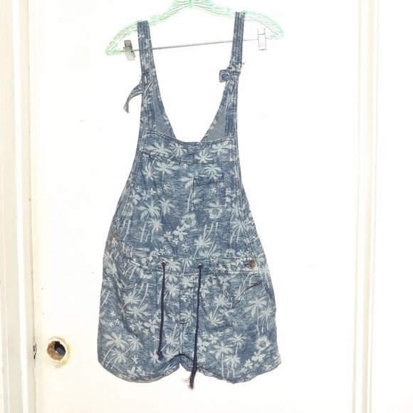 Union Bay Palm Tree Patterned Overall Romper Sz M - Picture 1 of 7